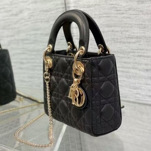 Sleek Black Leather Mini Handbag - Picture 2 of 5